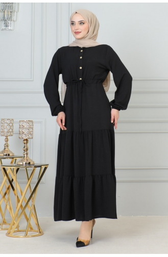 Afra Kleid Mit Spitzendetail 0001-01 Schwarz 0001-01