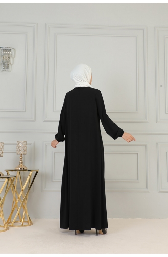 Abaya Medina Soie A Fermeture Zip Sur Toute La Longueur 2305-02 Noir 2305-02