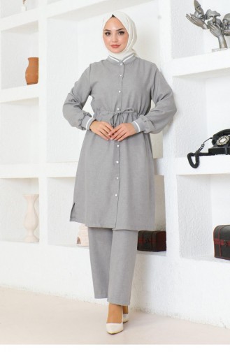 Lace Waist Ribbed Suit Gray 19212 15253