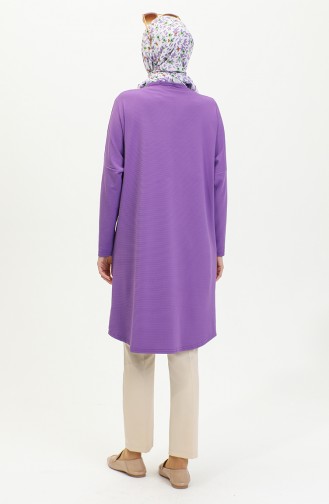 Comfortable Cut Flowy Plain Tunic 8730-02 Purple 8730-02