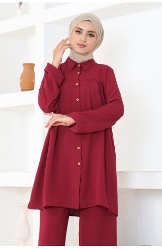 Buttoned Two-piece Suit 0012-03 Claret Red 0012-03