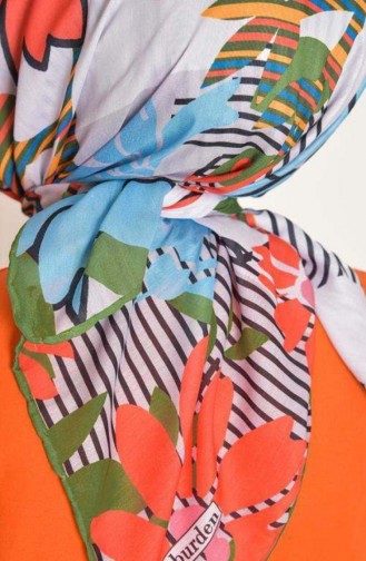 Papatya Soft Cotton Patterned Scarf Orange Papatya00 0102 00_0102