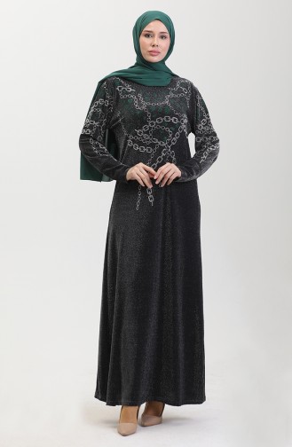 Stoned Evening Dress 0433-01 Black Green 0433-01