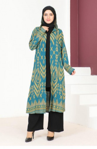 4029Sgs Ensemble Hijab Coloré Pétrole 17129