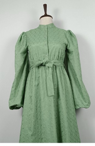 Robe Brode Détaillée Avec Ceinture Menthe 7875 1346