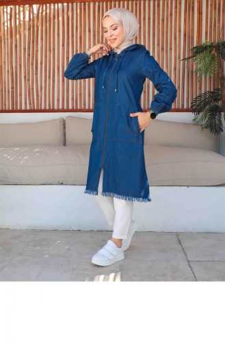 Cape Hijab En Denim Foncé Avec Capuche 324