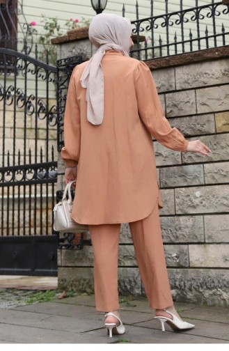 Gathering Detailed Hijab Camel Suit 400