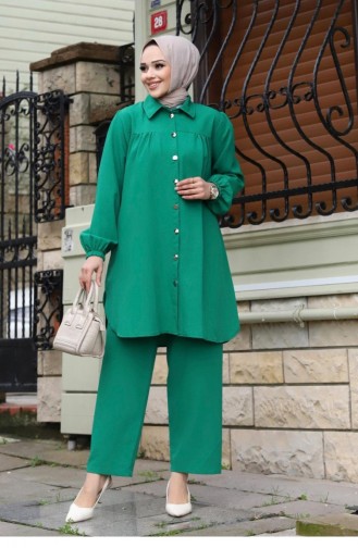 Gathering Detailed Hijab Green Suit 403