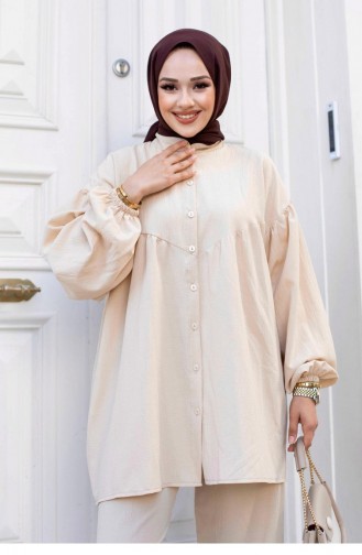 Balloon Sleeve Hijab Beige Set 488