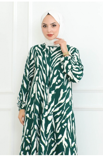 Robe Enveloppée Plissée 204-02 Vert Emeraude 204-02