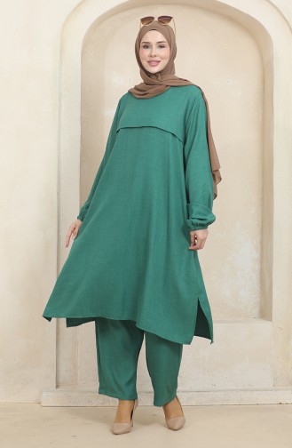 Ensemble Deux Pièces Tunique Pantalon Manches Elastiques 1005-07 Vert 1005-07