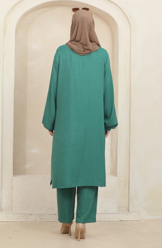 Elastic Sleeve Tunic Trousers Double Suit 1005-07 Green 1005-07