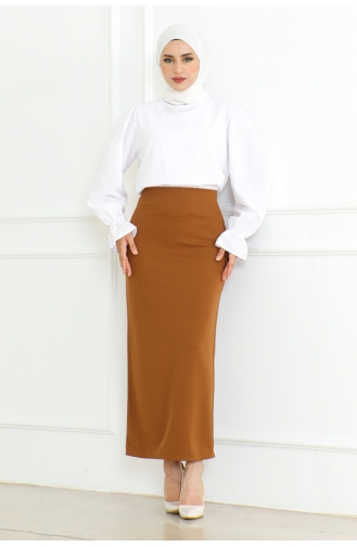 Skuba Waist Elastic Pencil Skirt 401-04 Camel 401-04