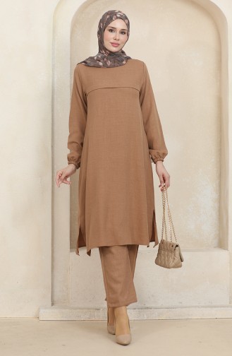 Tunic Trousers Double Suit With Elastic Sleeves 1005-08 Coffee With Milk 1005-08