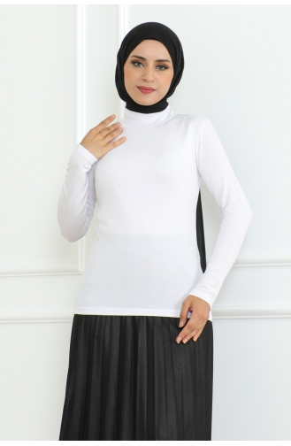 Turtleneck Long Sleeve Combed Cotton Body 901-02 White 901-02