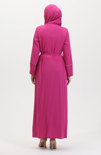 Stone Detailed Dress With Shawl 25Y9011-02 Fuchsia 25Y9011-02