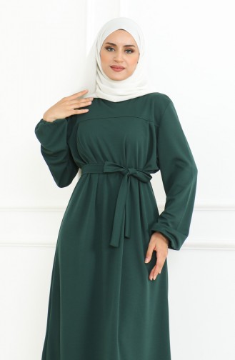 Belted Sports Dress 3028-03 Emerald Green 3028-03