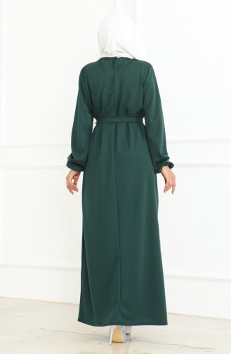 Belted Sports Dress 3028-03 Emerald Green 3028-03