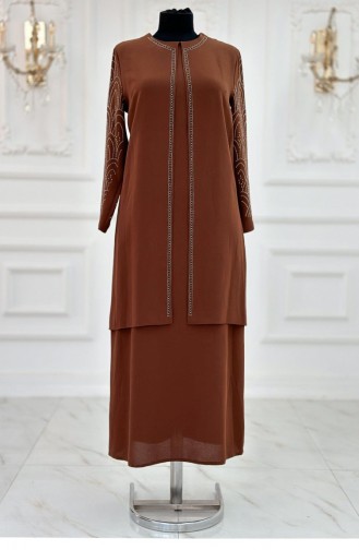 Amine Huma Suzan Evening Dress Brown 3291