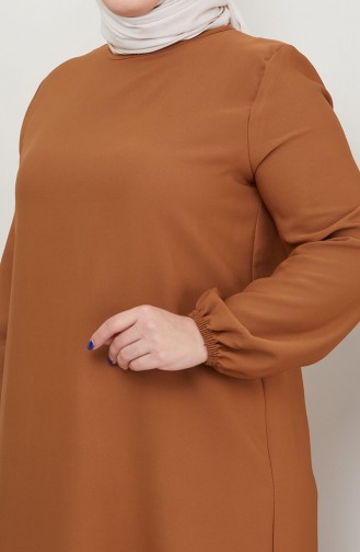 Large Size Plain Dress 0714-03 Brown 0714-03