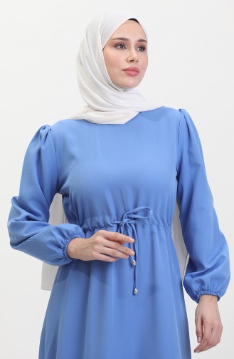 Kleid Mit Elastischen Ärmeln 8005-03 Blau 8005-03