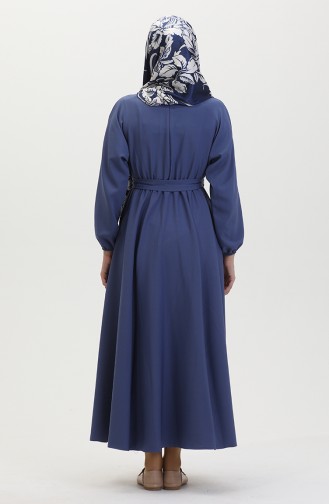 Kleid Mit Geraffter Taille Und Gürtel 8006-01 Indigo 8006-01