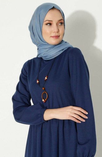 Ensemble Deux Pièces Tunique Pantalon Avec Collier 0583-01 Indigo 0583-01