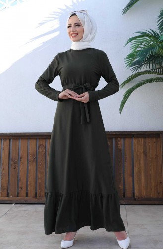 Kleid Mit Gürtel 0582-04 Khaki 0582-04