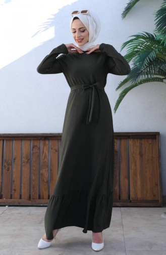 Kleid Mit Gürtel 0582-04 Khaki 0582-04