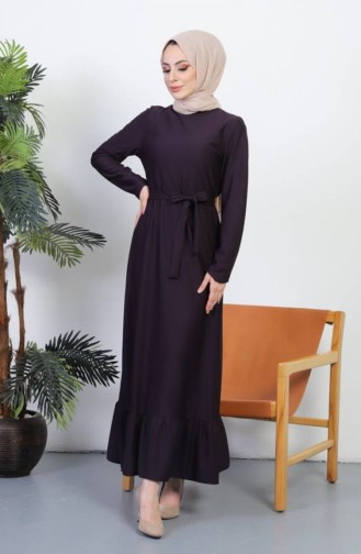 Kleid Mit Gürtel 0582-05 Lila 0582-05