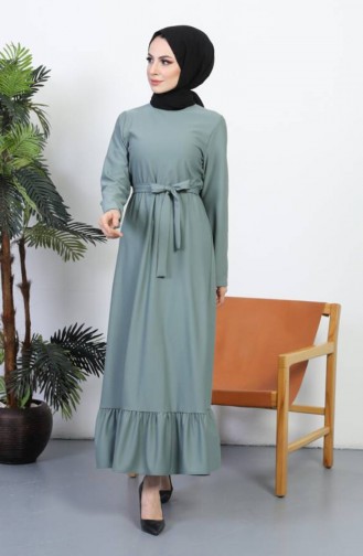 Kleid Mit Gürtel 0582-08 Grün 0582-08