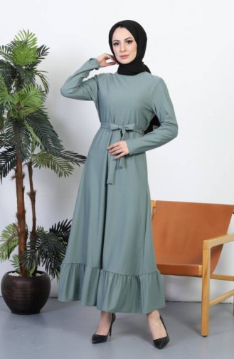 Kleid Mit Gürtel 0582-08 Grün 0582-08