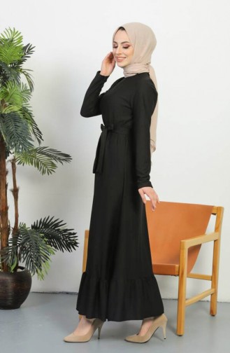 Kleid Mit Gürtel 0582-09 Schwarz 0582-09