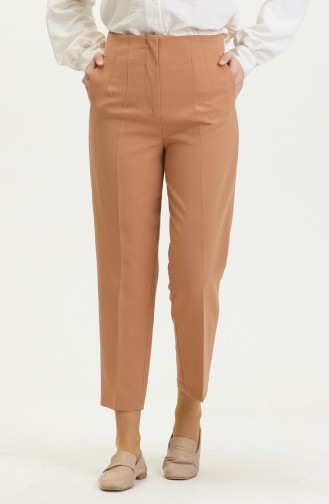 Buttoned Skinny Leg Trousers 8011-04 Beige 8011-04