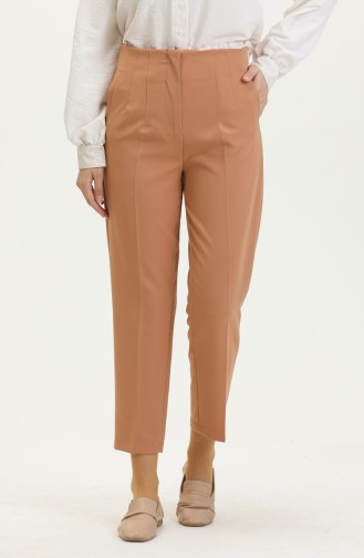 Buttoned Skinny Leg Trousers 8011-04 Beige 8011-04