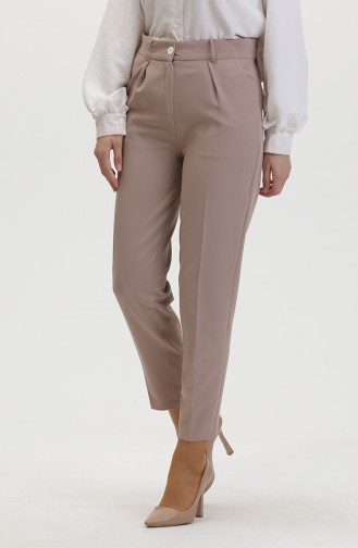 Buttoned Skinny Leg Trousers 8014-04 Mink 8014-04