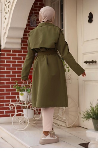 Epaulette Detailed Trench Coat Khaki 4432 539