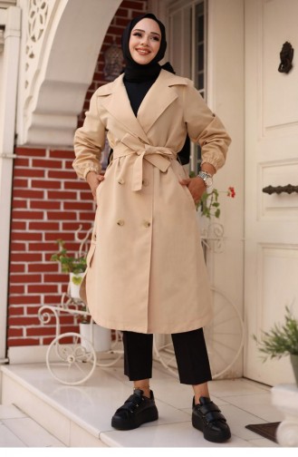 Epaulette Detailed Trench Coat Beige 4432 542