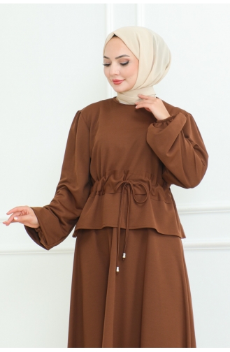 Hijab-Anzug Mit Rock 2088-02 Braun 2088-02