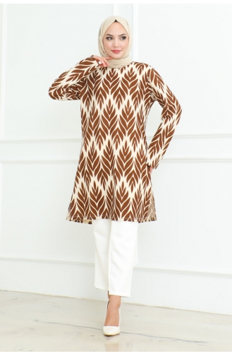 Side Slit Tunic 9006-02 Brown 9006-02