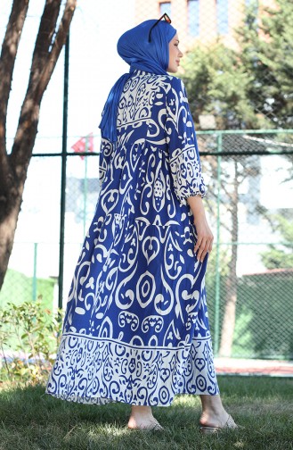 Patterned Viscose Dress 81875-04 Indigo 81875-04