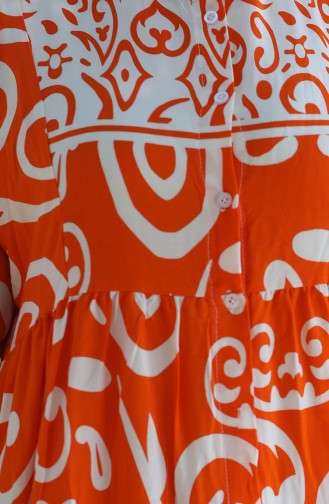 Viscose-jurk Met Patroon 81875-02 Oranje 81875-02