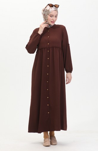 Prächtiges Kleid Mit Kragen Und Knöpfen 0457-03 Braun 0457-03