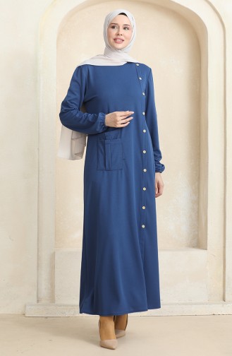 Buttoned Pocket Dress 3029-05 Navy Blue 3029-05