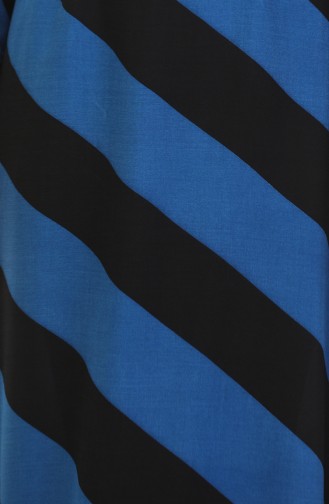 Robe Viscose A Motifs Géométriques Et Ceinturée 0460-05 Noir Bleu 0460-05