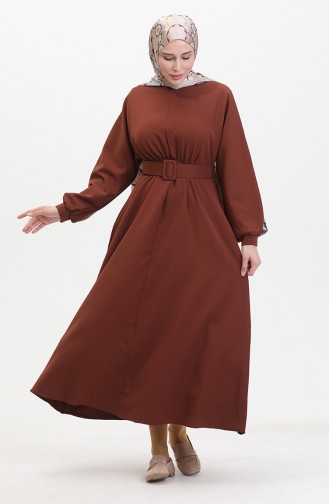 Robe Taille Froncee 8004-06 Marron 8004-06