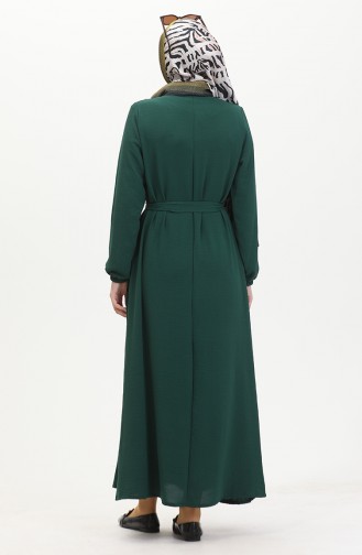 Buttoned Belted Dress 0462-02 Emerald Green 0462-02