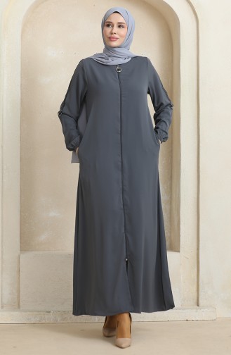 Side Stone Pattern Abaya 0464-04 Anthracite 0464-04