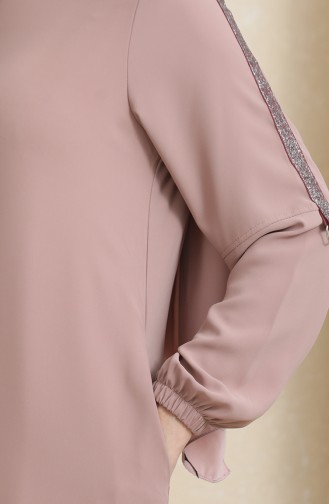 Seitliches Steinmuster Abaya 0464-07 Dusty Rose 0464-07