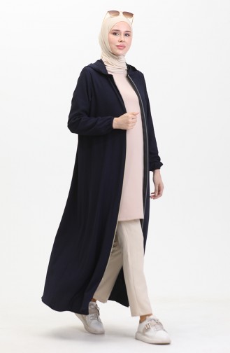 Crepe Fabric Hooded Abaya 1029-02 Navy Blue 1029-02